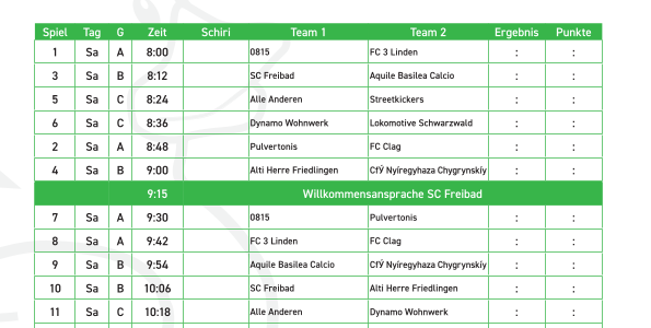 +++ TCXVI: Spielplan ist online +++